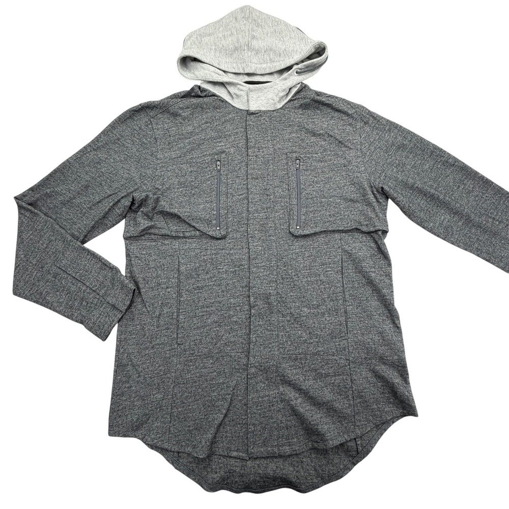 Adidas SLVR Sweater Mens XL Gray Hooded Pullover Knit Wool Polyamide Slim